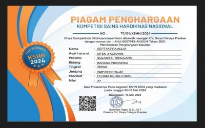 MTsN 3 Konawe raih juara medali emas